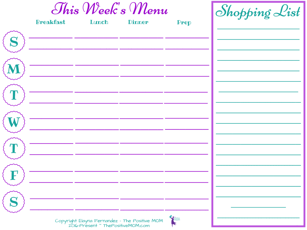 meal planning two weeks sheet