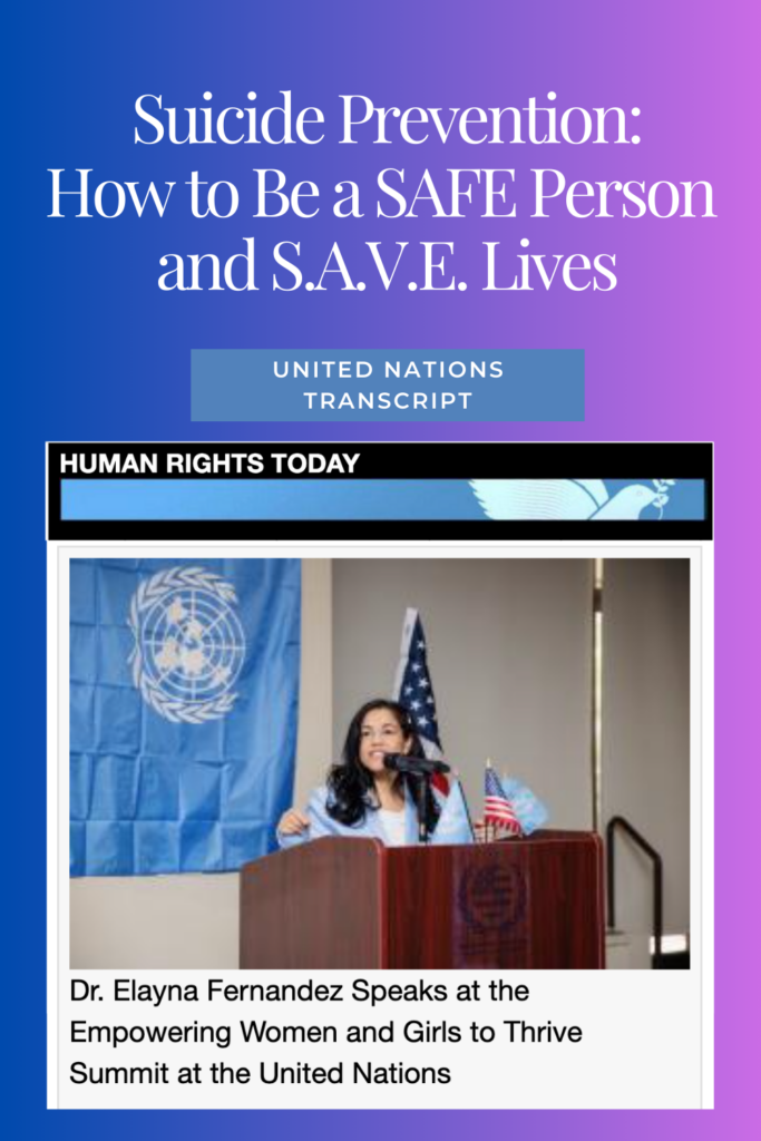 Suicide Prevention Speech at the United Nations